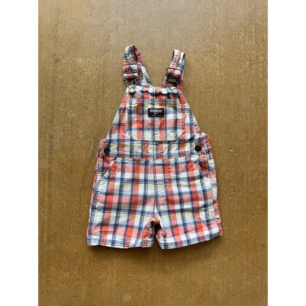 Oshkosh Shortall Overalls Workwear Plaid Vestbak Train Conductor 12 Months Kids